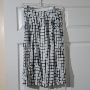 Forever 21 White Grid Midi Skirt